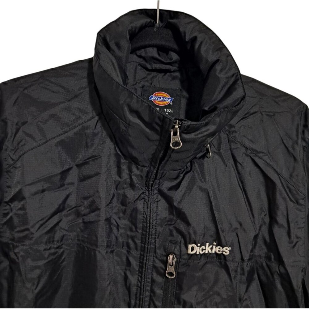 Dickies Mens L Black Ripstop Nylon Packable Hooded Windbreaker Jacket Lightweigh - Picture 5 of 15